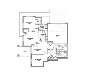 Floor Plan  the 2-bedroom Wright townhome floorplan at Grand Legacy in West Omaha, NE
