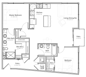 Floor Plan  Aura C3 two bedroom 2 bathroom at Haven at Uptown