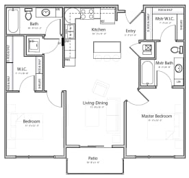 Floor Plan  Cloud (C1) two bedroom two bathroom at Haven at Uptown