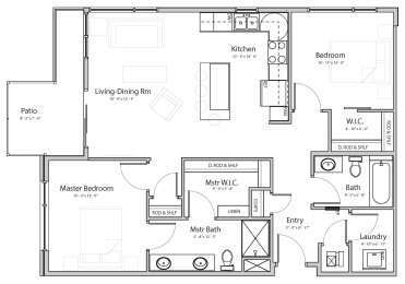 Floor Plan  Dawn (C4.2) two bedroom two bathroom at Haven at Uptown