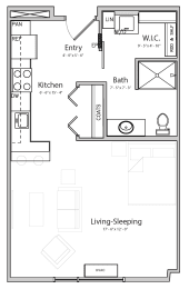 Floor Plan  Harmony (A5) studio one bathroom at Haven at Uptown