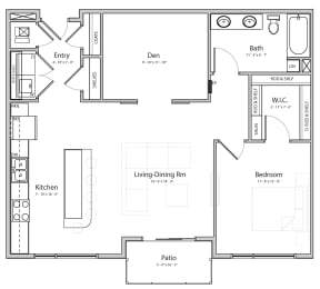 Floor Plan  Melody (B5.1) one bedroom one bathroom at Haven at Uptown