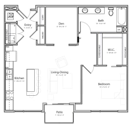Floor Plan  Melody (B5.2) one bedroom one bathroom at Haven at Uptown
