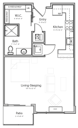 Floor Plan  Nest (A2.2) studio one bathroom at Haven at Uptown