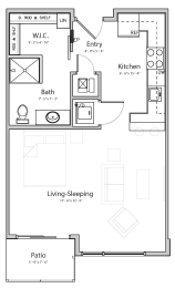Floor Plan  Nest (A2.1) studio one bathroom at Haven at Uptown