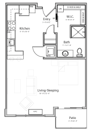 Floor Plan  Nest (A2.3) studio one bathroom at Haven at Uptown