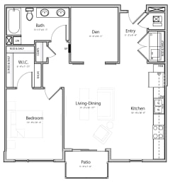 Floor Plan  Peace (B6) one bedroom one bathroom at Haven at Uptown