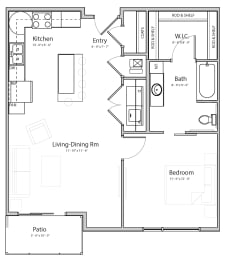 Floor Plan  Tranquility (B2) one bedroom one bathroom at Haven at Uptown