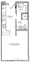 Floor Plan  Zen (A1.2) studio one bathroom at Haven at Uptown
