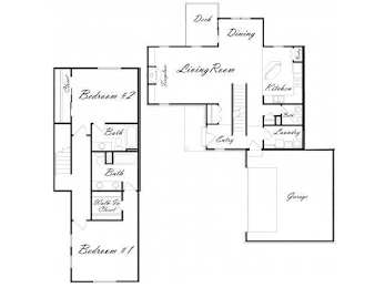 Obsidian (duplex) two bedroom two and a half bathroom floorplan at Stone Ridge Estates
