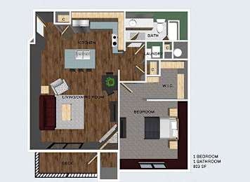 Floor Plan  New Castle one bed one bath at flats at 84