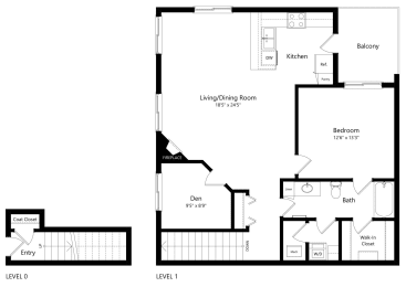 Floor Plan  floor plan of a 1 bedroom apartment
