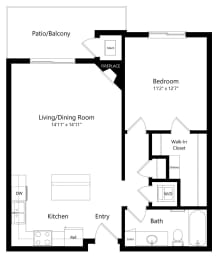 Floor Plan  floor plan of 1 bedroom apartment