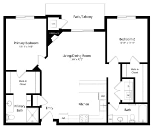Floor Plan  floor plan of a 2 bedroom apartment