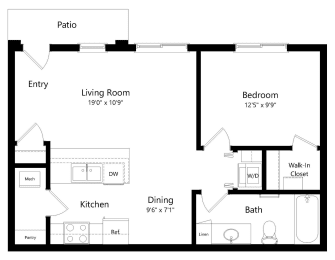 Floor Plan  a floor plan of a house with a bedroom and a living room