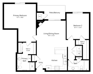 Floor Plan  floor plan of a 2 bedroom apartment
