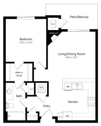 Floor Plan  floor plan of a 1 bedroom apartment
