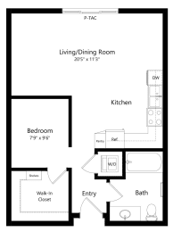 Floor Plan  floor plan of a studio apartment with separate sleeping area