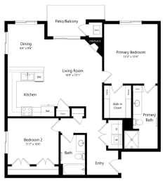 Floor Plan  floor plan of a 2 bedroom apartment