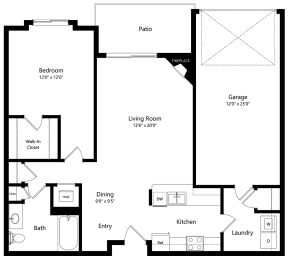 the 1-bedroom Gulf floorplan at Pinebrook apartments in Lincoln, NE