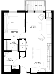Floor Plan  Neem floor plan with 1 bedroom and 1 bathroom at The Rowan luxury residences in Eagan MN 55122