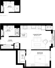 Floor Plan  Chestnut floor plan with 1 bedroom and 1 bathroom at The Rowan luxury residences in Eagan MN 55122