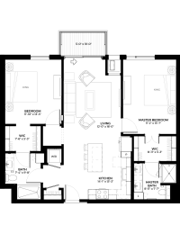 Floor Plan  Juniper floor plan with 2 bedrooms and 2 bathrooms at The Rowan luxury residences in Eagan MN 55122
