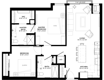 Floor Plan  Fir floor plan with 2 bedrooms and 2 bathrooms at The Rowan luxury residences in Eagan MN 55122