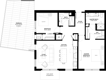 Floor Plan  Cedar floor plan with 2 bedrooms and 2 bathrooms at The Rowan luxury residences in Eagan MN 55122