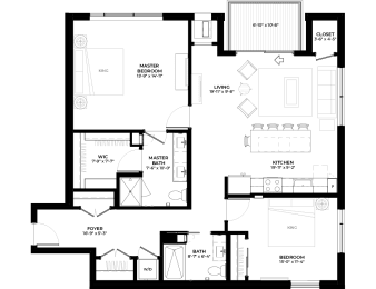 Floor Plan  Fraser floor plan with 2 bedrooms and 2 bathrooms at The Rowan luxury residences in Eagan MN 55122