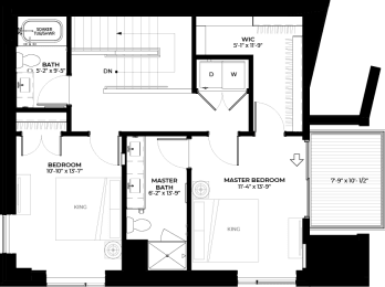 Floor Plan  Ironwood townhome upper level floor plan at The Rowan luxury residences in Eagan MN 55122