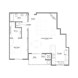 Floor Plan  the 1-bed Monarch floorplan at The Flats at Shadow Creek in Lincoln, NE