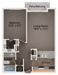 Horizon one bedroom apartment floor plan