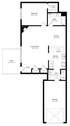 the 1-bedroom Kopu floorplan at Southwind Villas in La Vista, NE