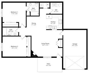 the 2-bedroom Kullen floorplan at Southwind Villas in La Vista, NE