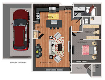 One bedroom apartment floor plan