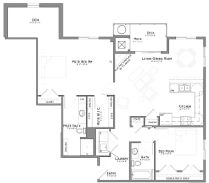 Floor Plan  Two bedroom Coral floor plan at The Flats at Shadow Creek