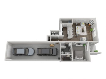 Floor Plan  Acadia one bedroom 3D floor plan at The Villas at Mahoney Park