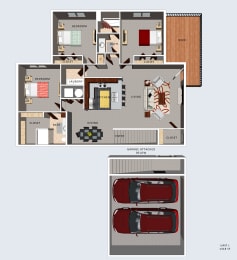 Floor Plan  Rockbrook 3 bedroom villa floor plan