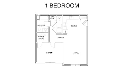 a floor plan of a 1 bedroom apartment