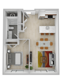 a floor plan of a house with a bedroom and a living room