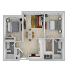 a floor plan of a house with a bedroom and a living room