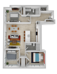 a 3d rendering of a floor plan of a house