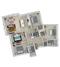 a 3d rendering of a floor plan of a house
