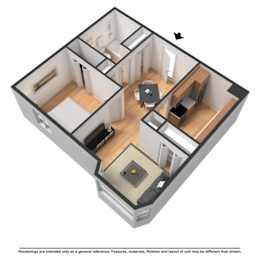 One bedroom highrise rendering