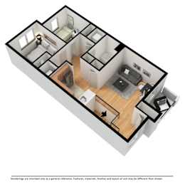 Two bedroom apartment layout furnished