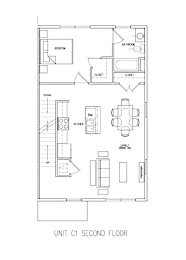 A drawing of a second floor apartment layout.