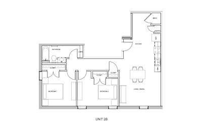 a floor plan of unit 2b