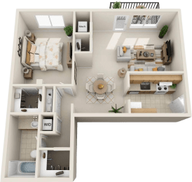 a floor plan of a house with a bedroom and a living room