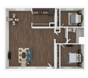  Floor Plan 2 Bedroom 1 Bath